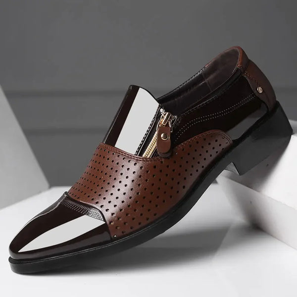 Elegant Men's Black Patent Leather Oxford Loafers for Weddings, Office & Career - Stylish Formal Dress Shoes with Slip-On Design and Pointed Toe